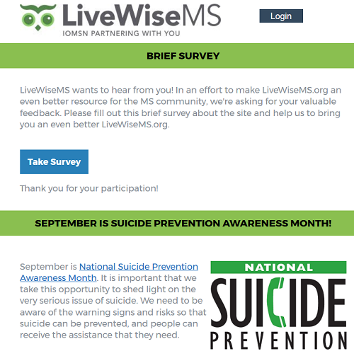 LiveWiseMS Newsletter: September 2017