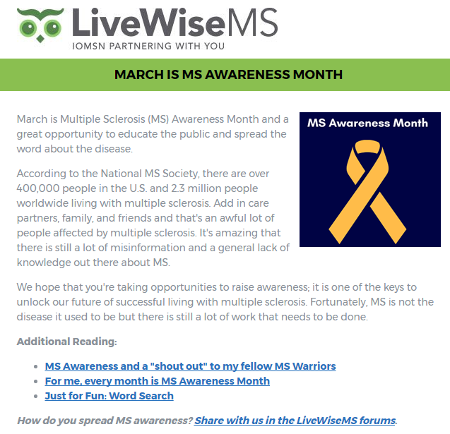 LiveWiseMS Newsletter: March 2017