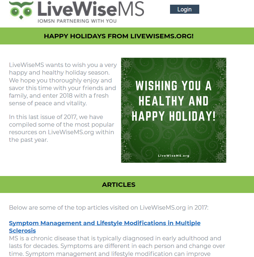 LiveWiseMS Newsletter: December 2017